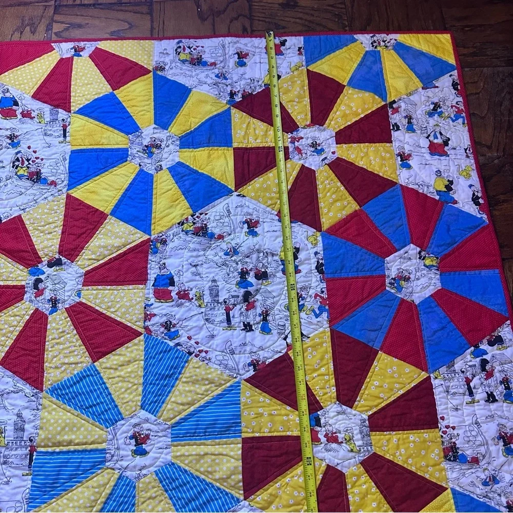 Popeye Colorful Geometric Pattern Quilt size 40” x 46”